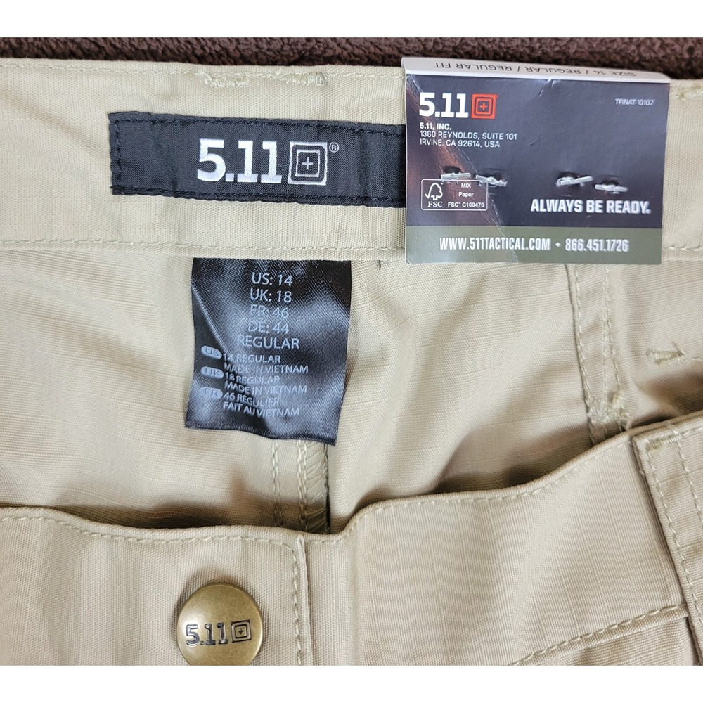 5.11 Tactical Womens Taclite Pro Pants 14 Regular TDU Khaki Ripstop 64360 NWT - Picture 8 of 10